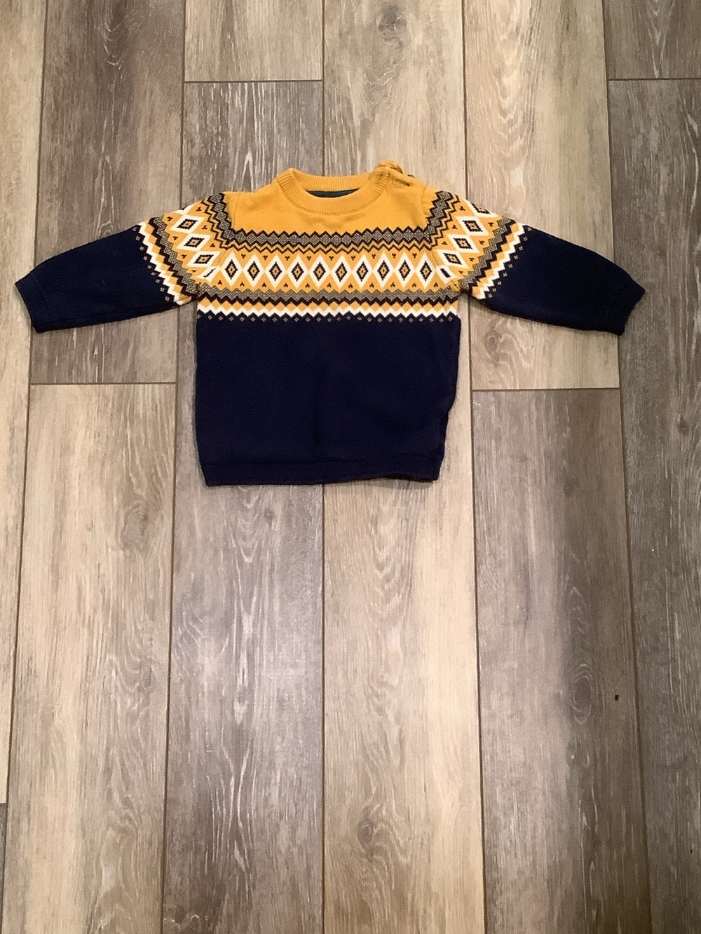 H&M Yellow and Navy Fair Isle Knit Sweater